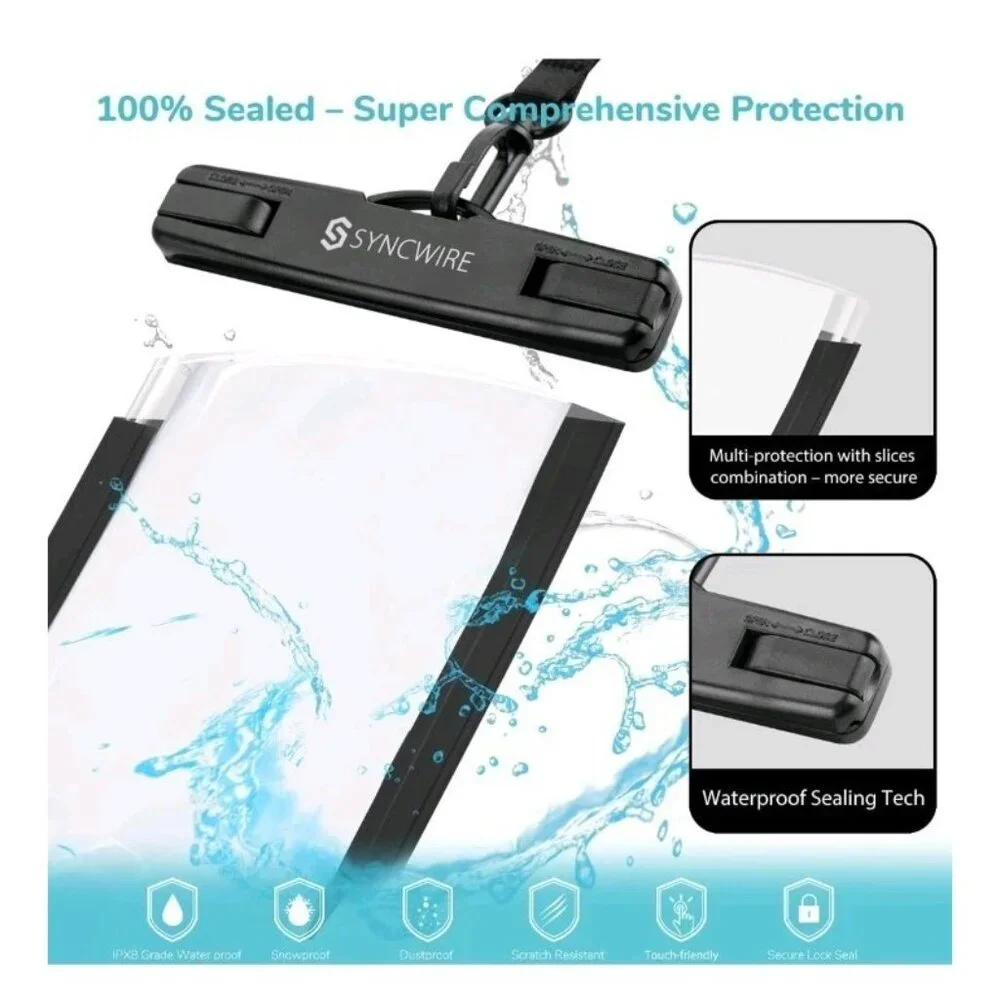 SYNCWIRE Waterproof Phone Pouch 2 Pack Universal IPX8 Waterproof Phone Case